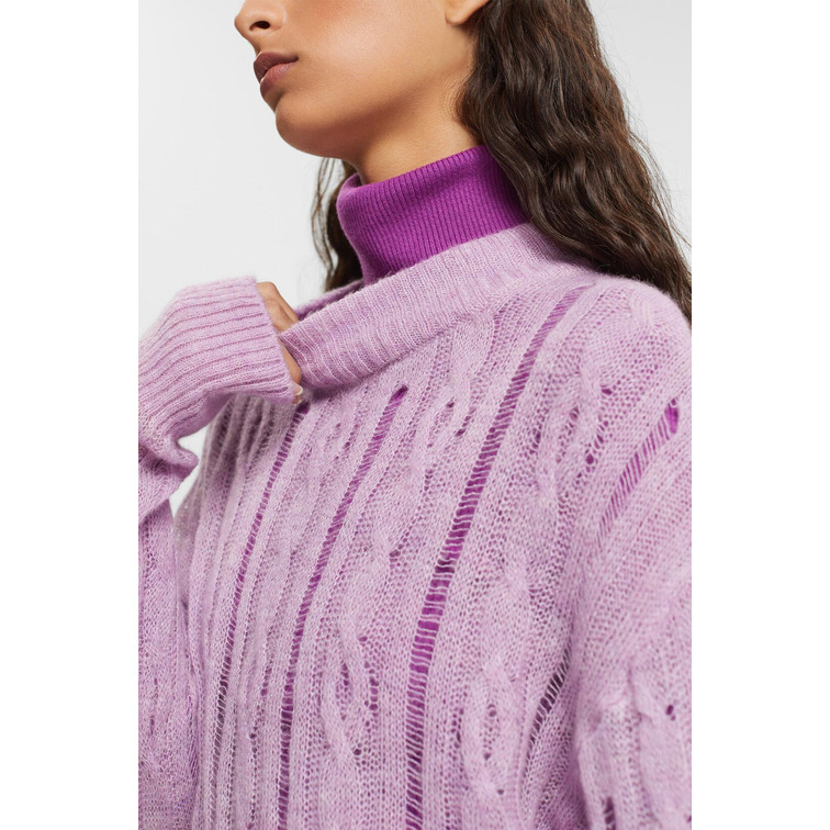 JERSEY DE PUNTO TRENZADO ABIERTO CON LANA MUJER ESPRIT