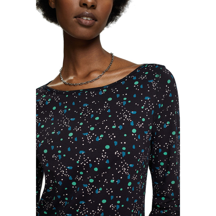 CAMISETA DE MANGA LARGA ESTAMPADA CON CUELLO BARCO MUJER ESPRIT