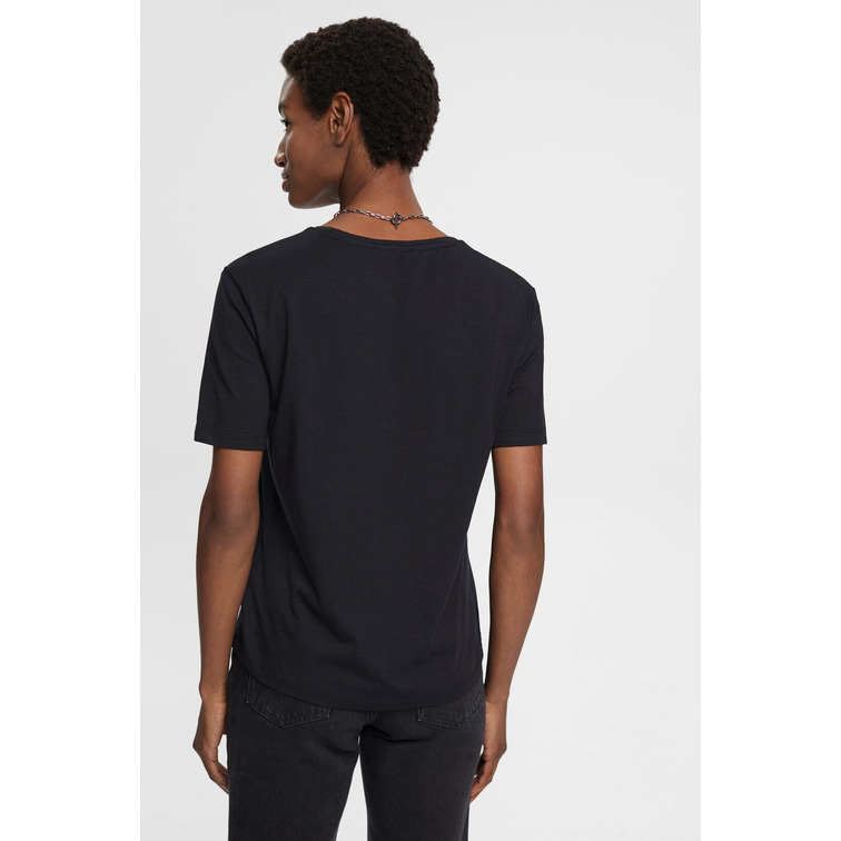 CAMISETA CON CUELLO PICO Y LENTEJUELAS MUJER ESPRIT