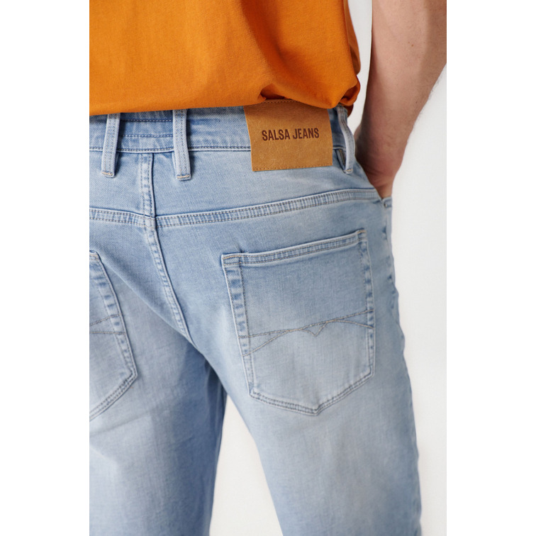 VAQUERO HOMBRE  SALSA JEANS SHORT S-ACTIV MEDIUM BLUE WASH