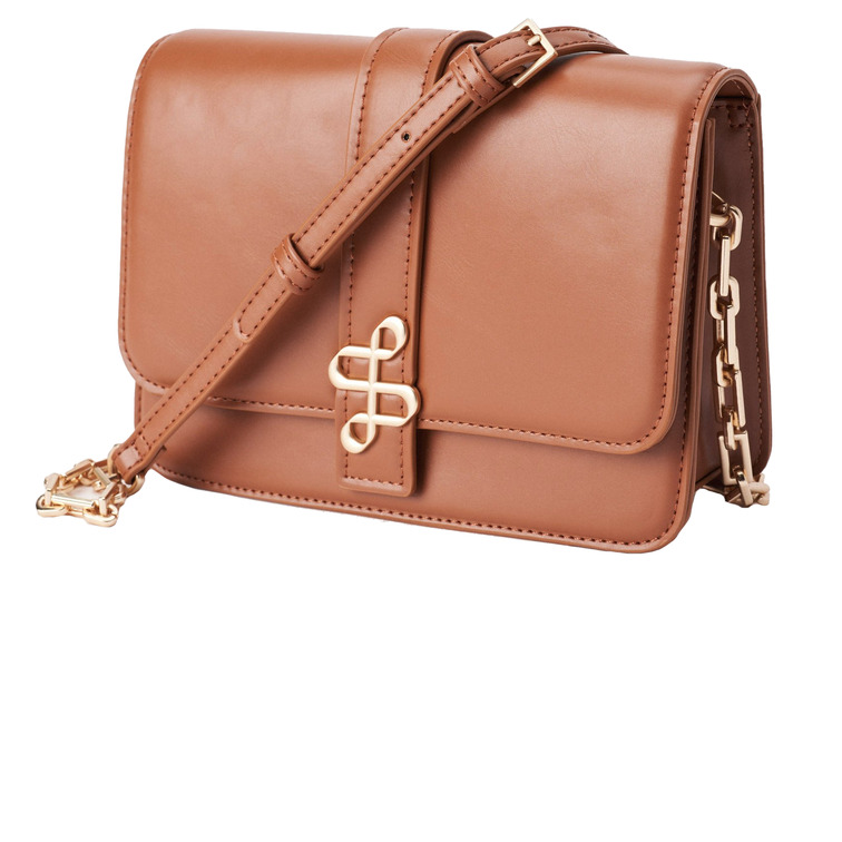 BOLSO CRUZADO EFECTO PIEL CON LOGOTIPO METÁLICO
