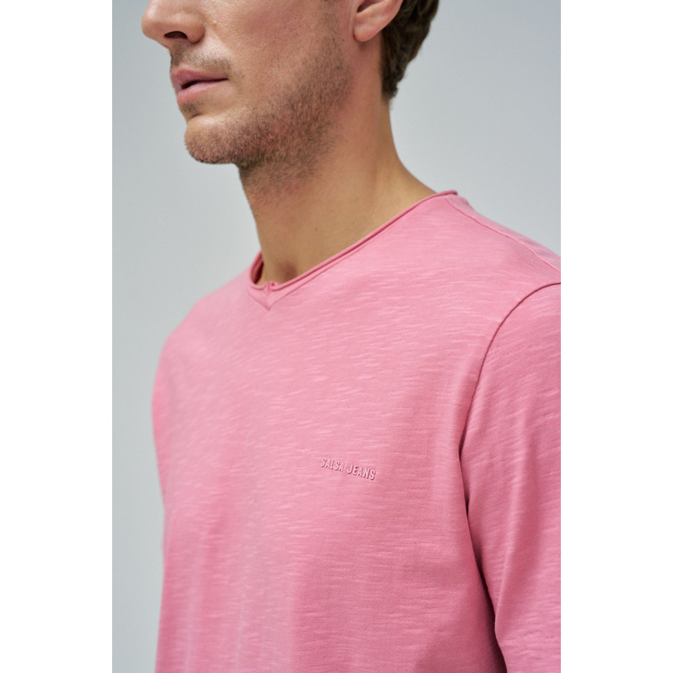 CAMISETA HOMBRE  SALSA JEANS T-SHIRT V NECK RAW EDGE SLIM F