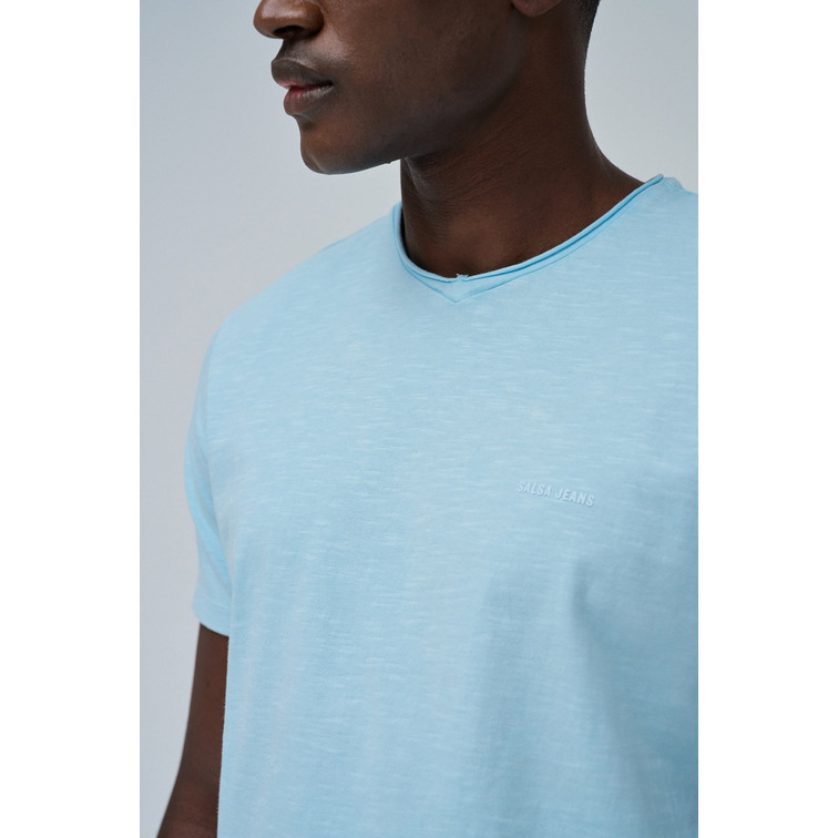 CAMISETA HOMBRE  SALSA JEANS T-SHIRT V NECK RAW EDGE SLIM F