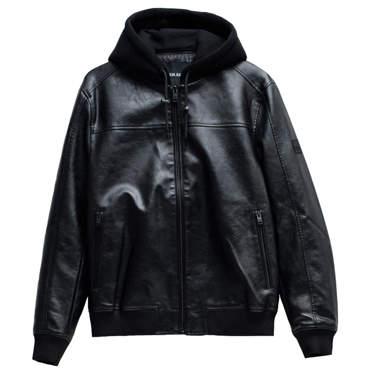 CAZADORA HOMBRE  SALSA JEANS HOODED FAKE LEATHER BOMBER JAC