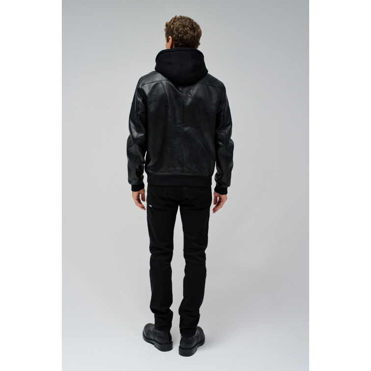 CAZADORA HOMBRE  SALSA JEANS HOODED FAKE LEATHER BOMBER JAC