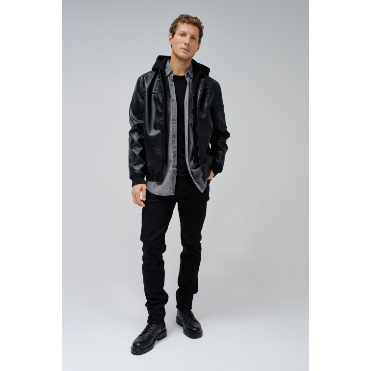 CAZADORA HOMBRE  SALSA JEANS HOODED FAKE LEATHER BOMBER JAC