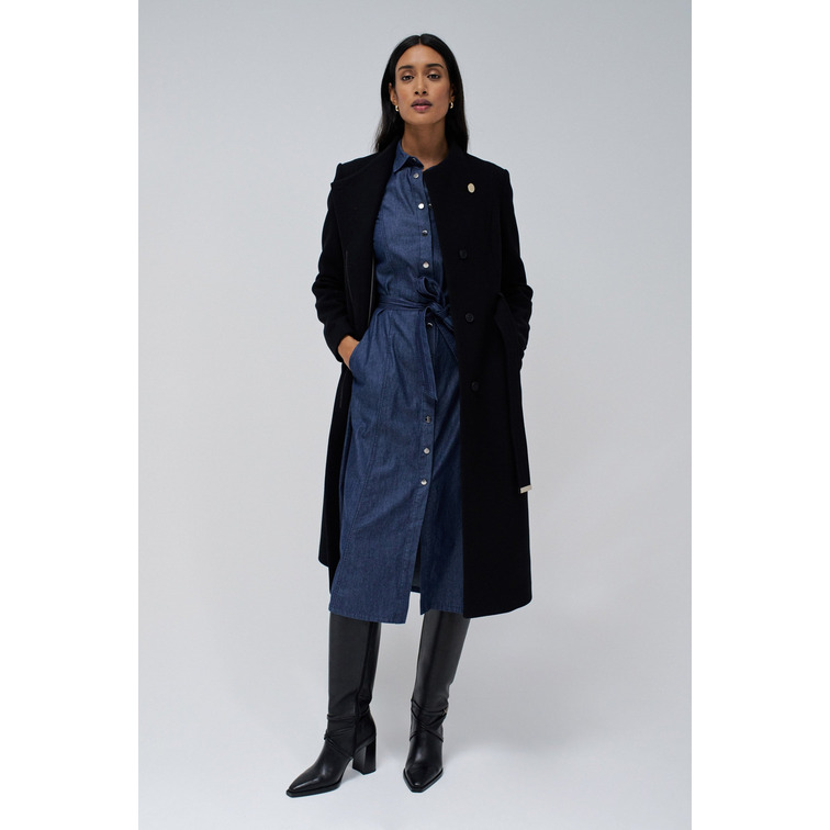 ABRIGO LARGO MUJER SALSA JEANS DE PAÑO CON CINTURON