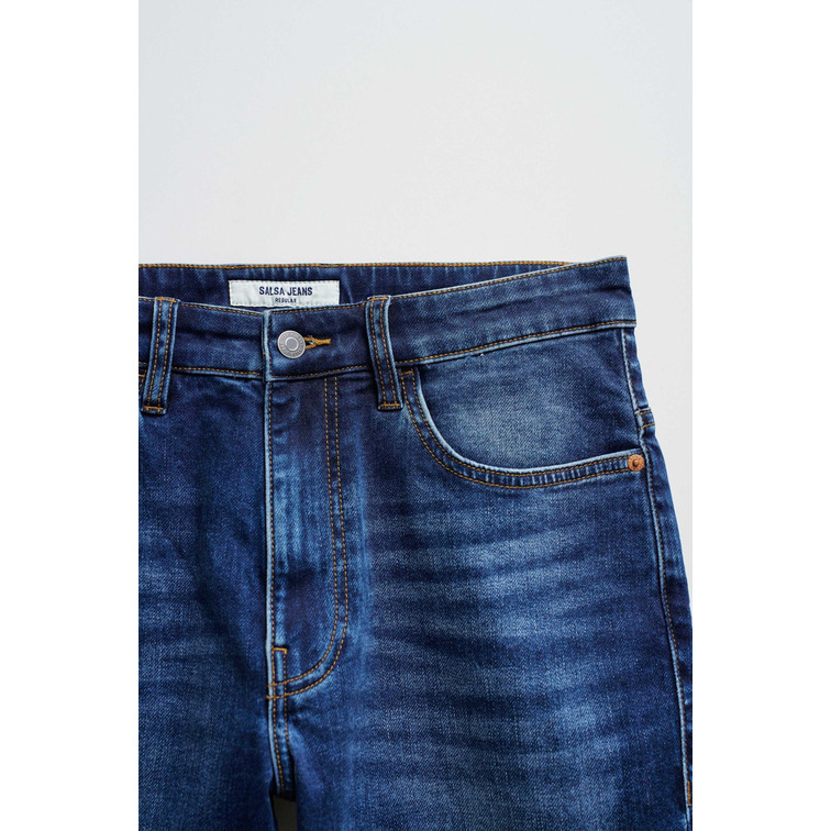 VAQUERO HOMBRE  SALSA JEANS SHORT S-ACTIV DARK WASH