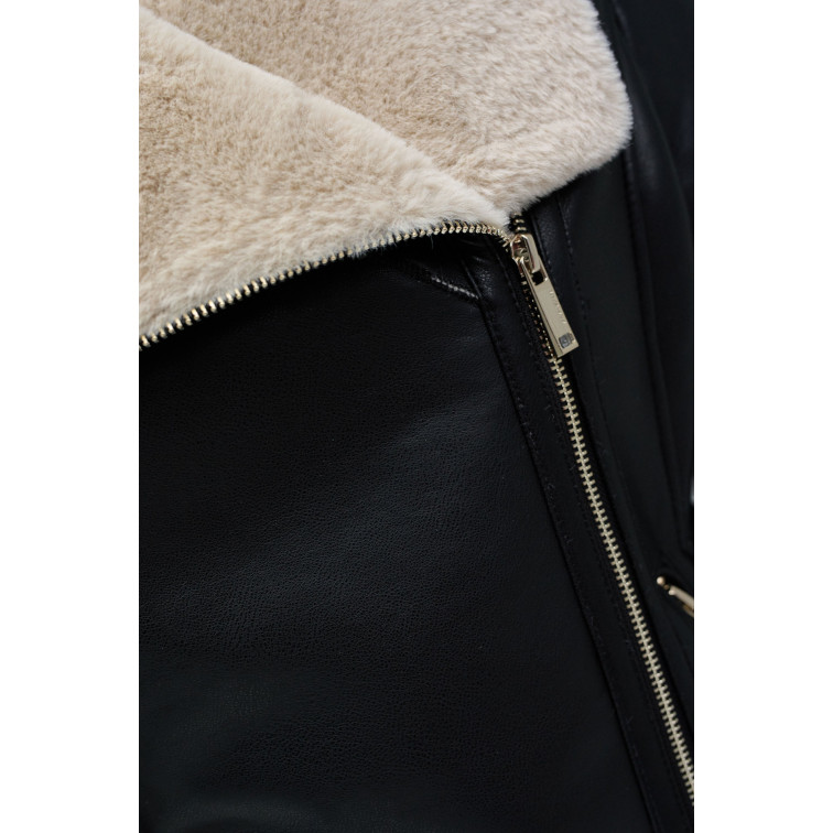 ABRIGO MUJER  SALSA JEANS PU JACKET WITH FAUX FUR COLLAR