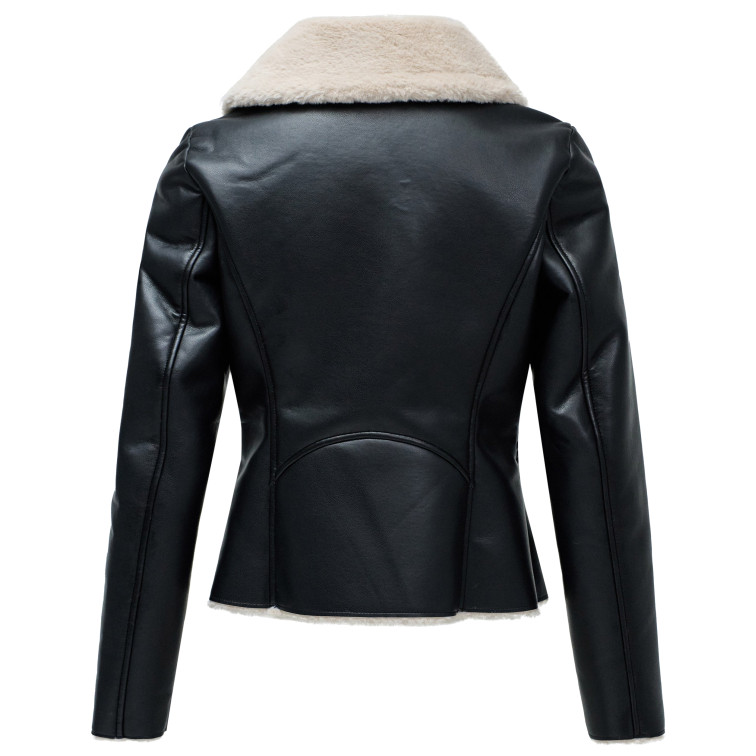 ABRIGO MUJER  SALSA JEANS PU JACKET WITH FAUX FUR COLLAR