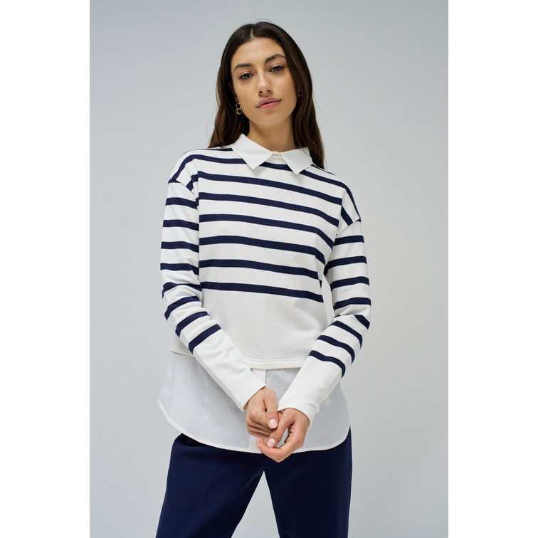SUDADERA MUJER SALSA JEANS COMBINADA CON CAMISA