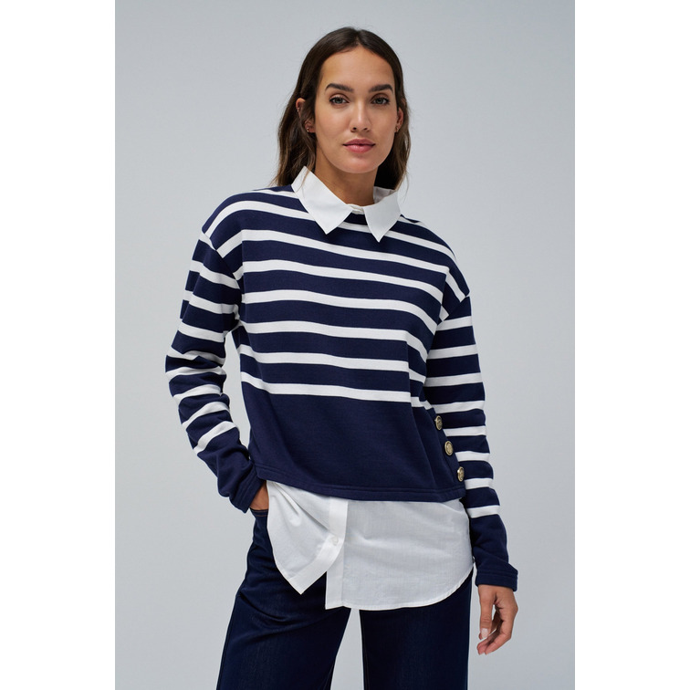 SUDADERA MUJER SALSA JEANS COMBINADA CON CAMISA