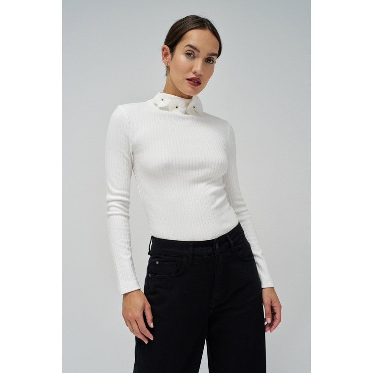 JERSEY MUJER SALSA JEANS PUNTO DE CANALÉ DETALLE FLORES