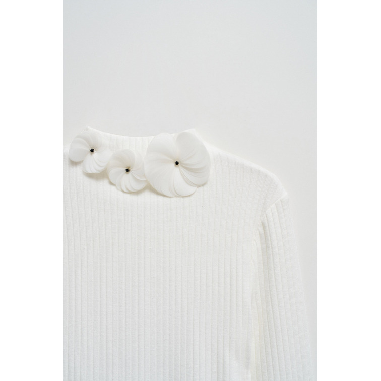 JERSEY MUJER SALSA JEANS PUNTO DE CANALÉ DETALLE FLORES