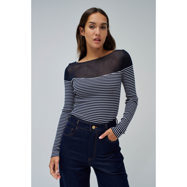 JERSEY A RAYAS MUJER SALSA JEANS CON TRANSPARENCIA