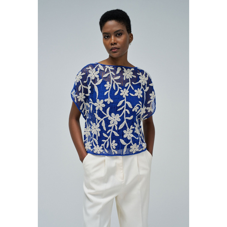 CAMISETA MUJER  SALSA JEANS CROCHET SWEATER WITH FLORAL EM