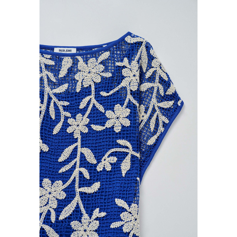 CAMISETA MUJER  SALSA JEANS CROCHET SWEATER WITH FLORAL EM