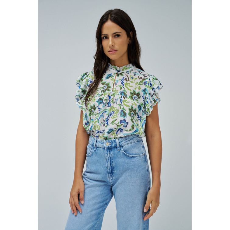 BLUSA ESTAMPADA MUJER SALSA JEANS CON DETALLE DE VOLANTES