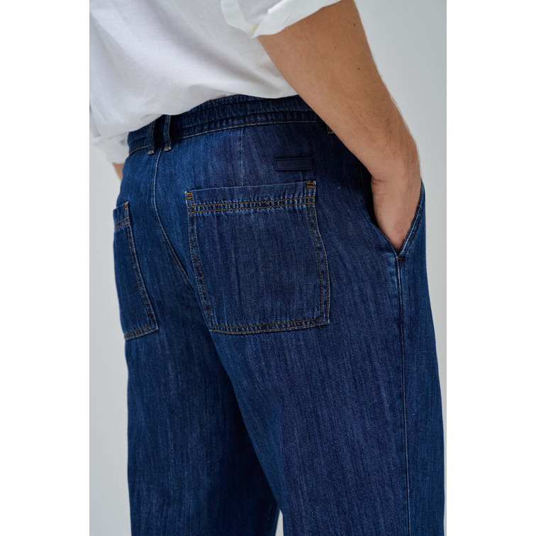 VAQUERO HOMBRE  SALSA JEANS TAPERED JOGGER DARK WASH LIGHT
