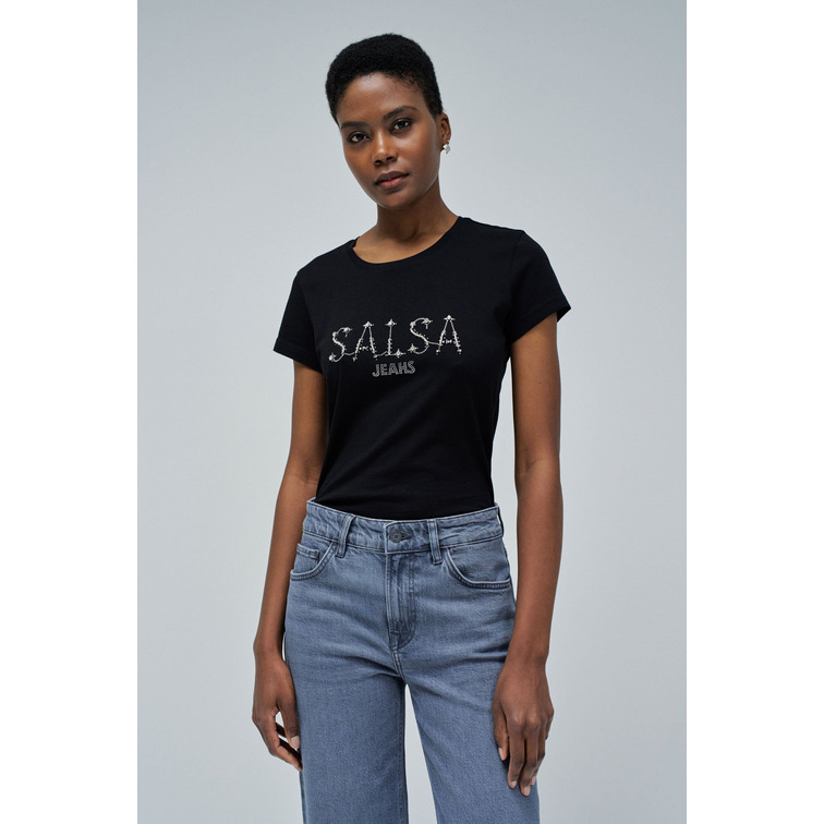 CAMISETA MUJER  SALSA JEANS T-SHIRT WITH GLITTER BRANDING