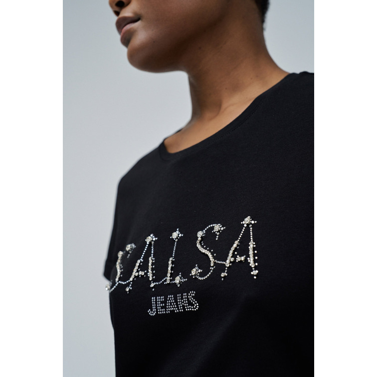 CAMISETA MUJER  SALSA JEANS T-SHIRT WITH GLITTER BRANDING