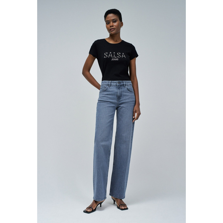 CAMISETA MUJER  SALSA JEANS T-SHIRT WITH GLITTER BRANDING