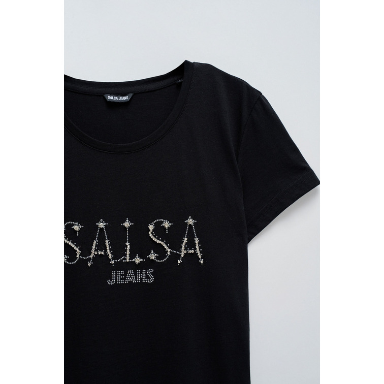 CAMISETA MUJER  SALSA JEANS T-SHIRT WITH GLITTER BRANDING