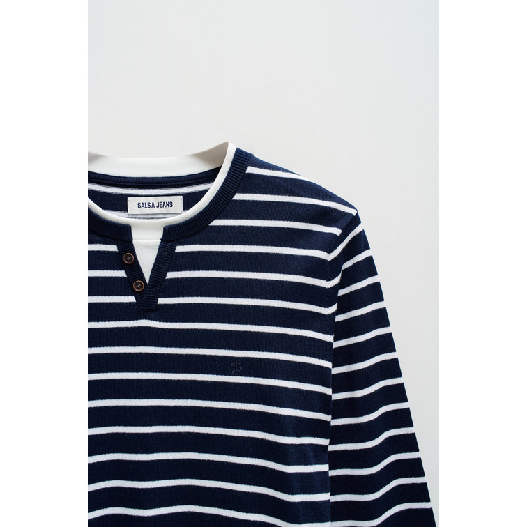 JERSEY HOMBRE  SALSA JEANS KNIT HENLEY W/ COLLAR JERSEY D