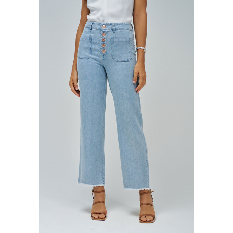 VAQUERO RECTO MUJER SALSA JEANS TRUE CROPPED TIRO ALTO