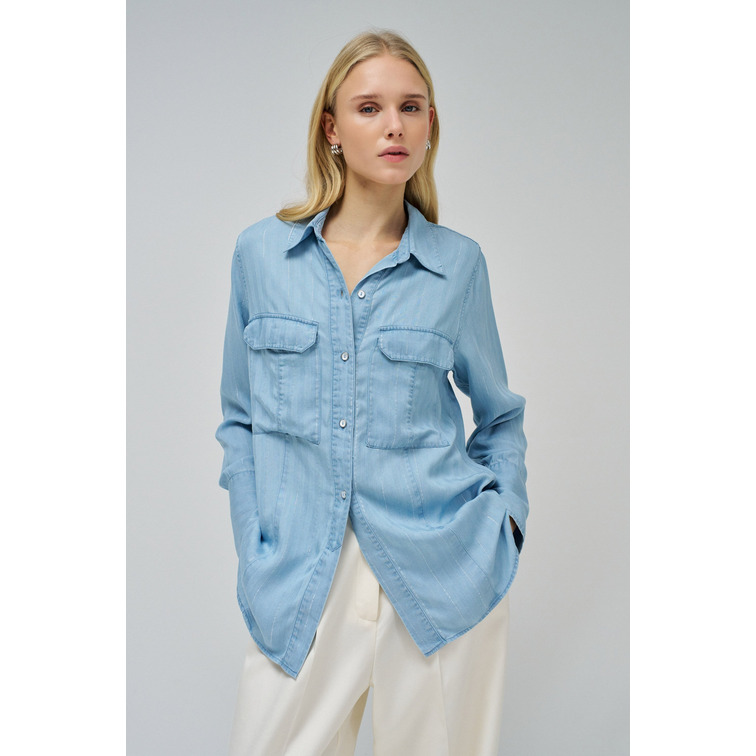 CAMISA LIGHTDENIM MUJER SALSA JEANS CON BRILLO FIT HOLGADO
