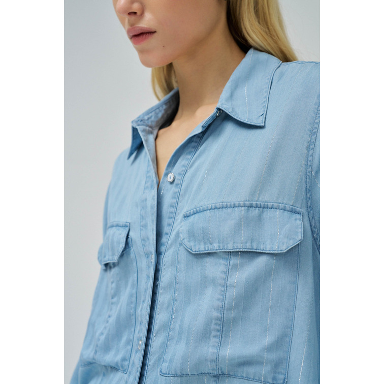 CAMISA LIGHTDENIM MUJER SALSA JEANS CON BRILLO FIT HOLGADO