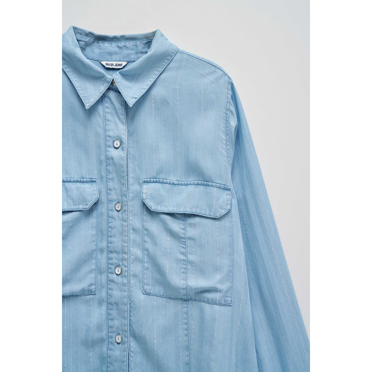 CAMISA LIGHTDENIM MUJER SALSA JEANS CON BRILLO FIT HOLGADO