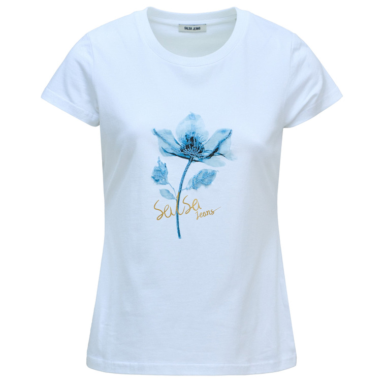 CAMISETA MUJER SALSA JEANS ESTAMPADO FLORAL Y LENTEJUELAS