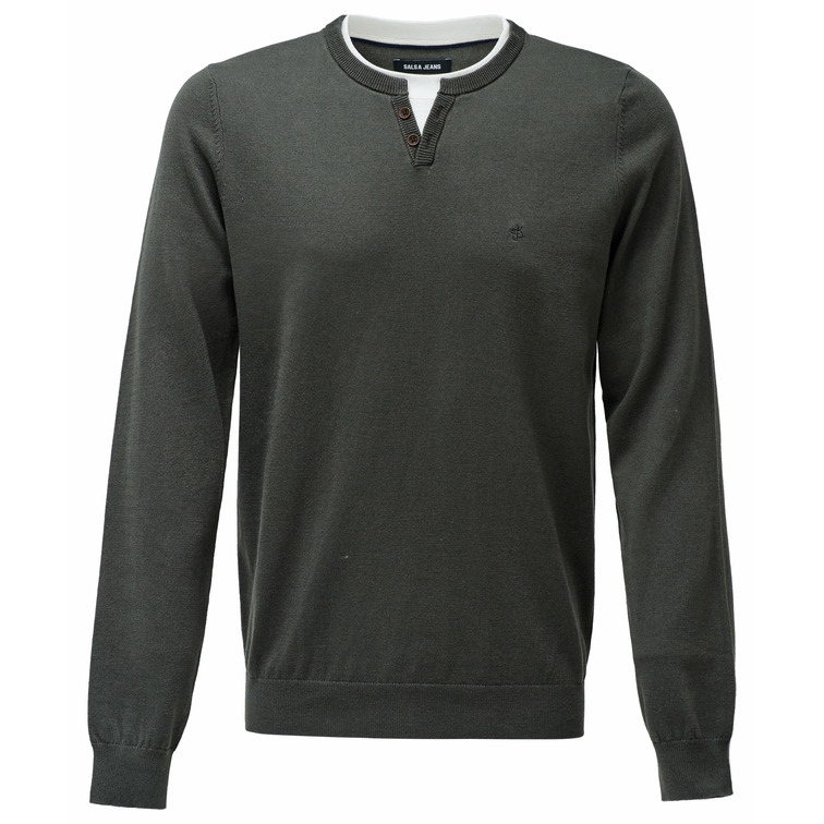 JERSEY HOMBRE  SALSA JEANS KNIT HENLEY W/ COLLAR JERSEY D