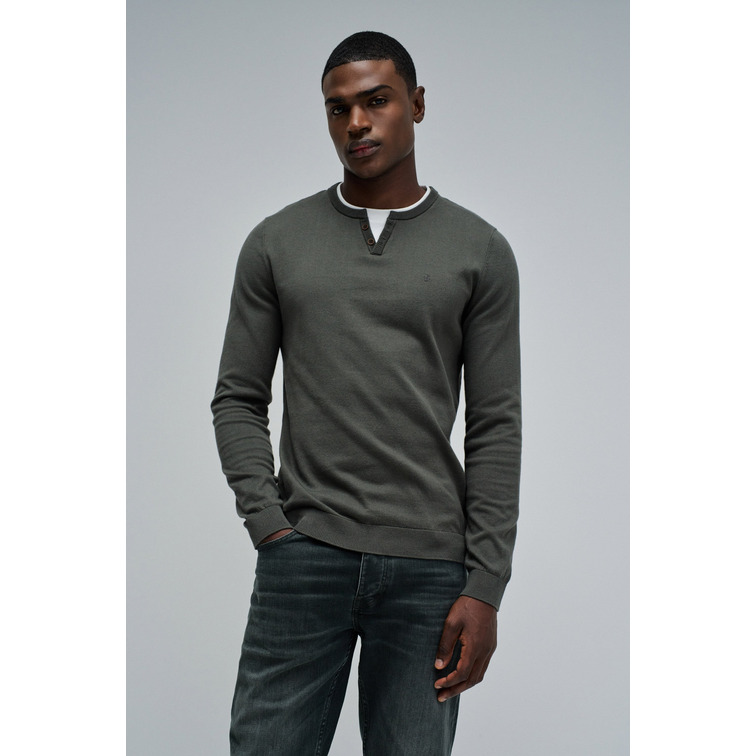 JERSEY HOMBRE  SALSA JEANS KNIT HENLEY W/ COLLAR JERSEY D