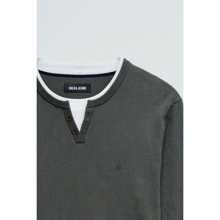 JERSEY HOMBRE  SALSA JEANS KNIT HENLEY W/ COLLAR JERSEY D