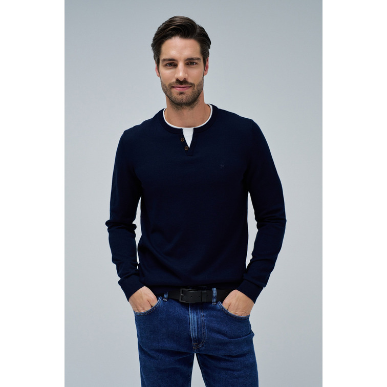 JERSEY HOMBRE  SALSA JEANS KNIT HENLEY W/ COLLAR JERSEY D