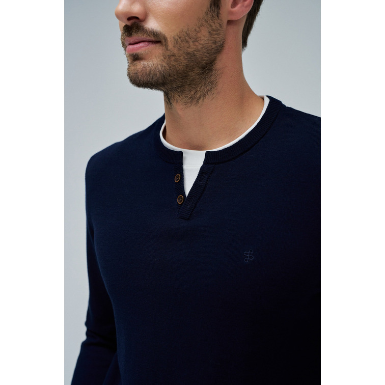 JERSEY HOMBRE  SALSA JEANS KNIT HENLEY W/ COLLAR JERSEY D