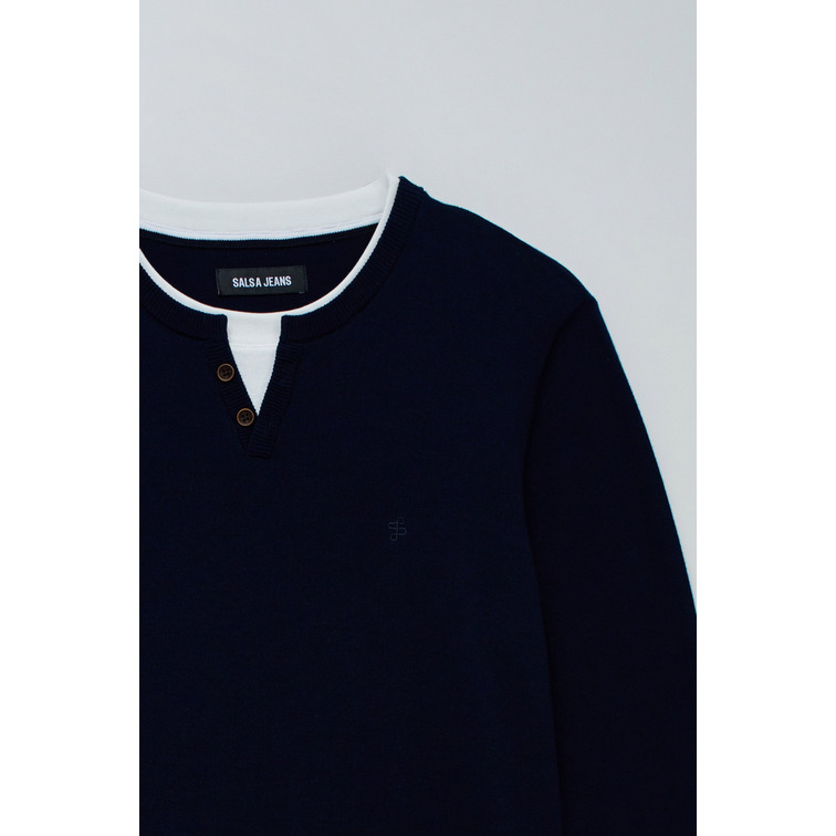 JERSEY HOMBRE  SALSA JEANS KNIT HENLEY W/ COLLAR JERSEY D