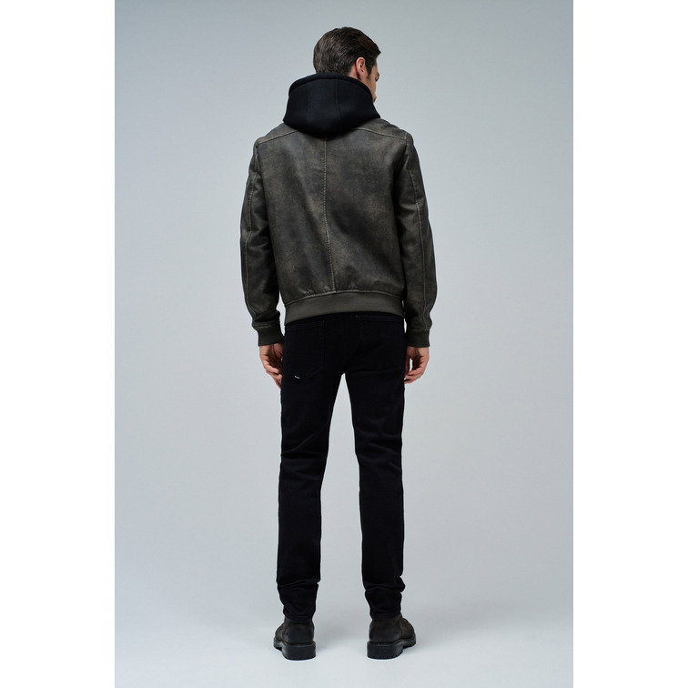 CAZADORA HOMBRE  SALSA JEANS HOODED FAKE LEATHER BOMBER JAC
