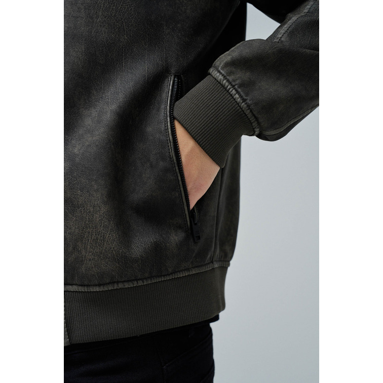 CAZADORA HOMBRE  SALSA JEANS HOODED FAKE LEATHER BOMBER JAC