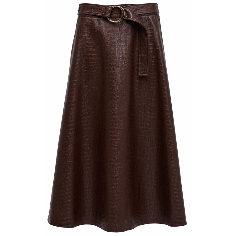 FALDA MUJER SALSA JEANS FAUX LEATHER MIDI SKIRT WITH B
