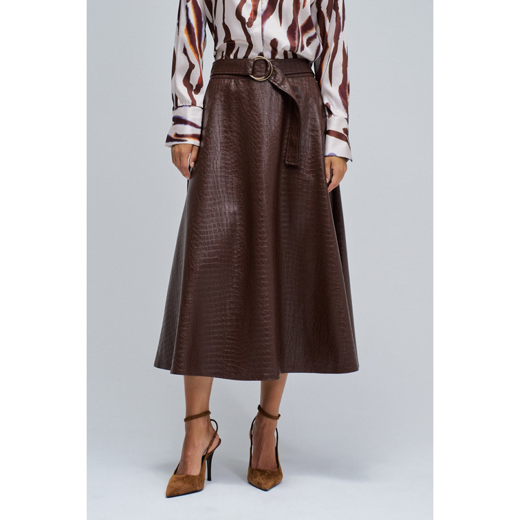 FALDA MUJER SALSA JEANS FAUX LEATHER MIDI SKIRT WITH B