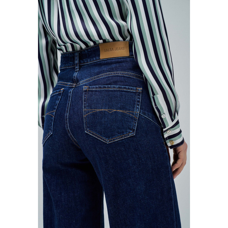 VAQUERO MUJER  SALSA JEANS FAITH WIDE DARK BLUE