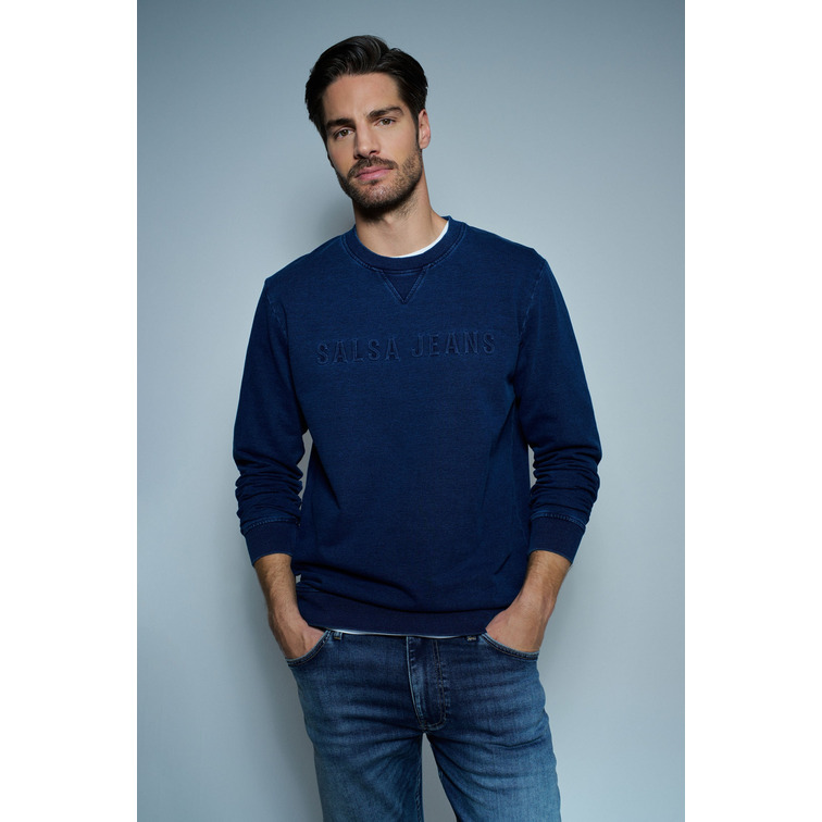 SUDADERA HOMBRE  SALSA JEANS INDIGO SWEATSHIRT WITH EMBOSSE