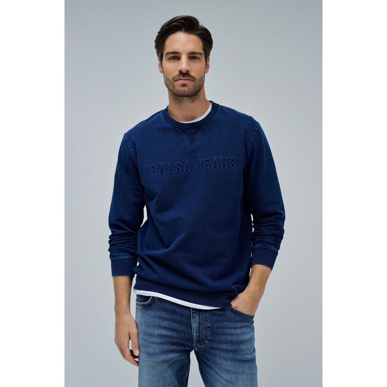 SUDADERA HOMBRE  SALSA JEANS INDIGO SWEATSHIRT WITH EMBOSSE