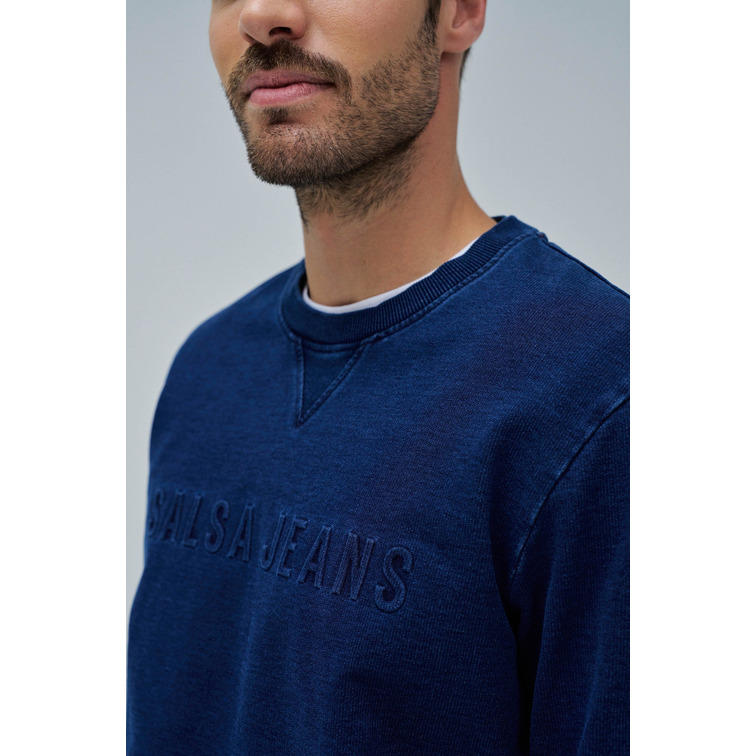 SUDADERA HOMBRE  SALSA JEANS INDIGO SWEATSHIRT WITH EMBOSSE
