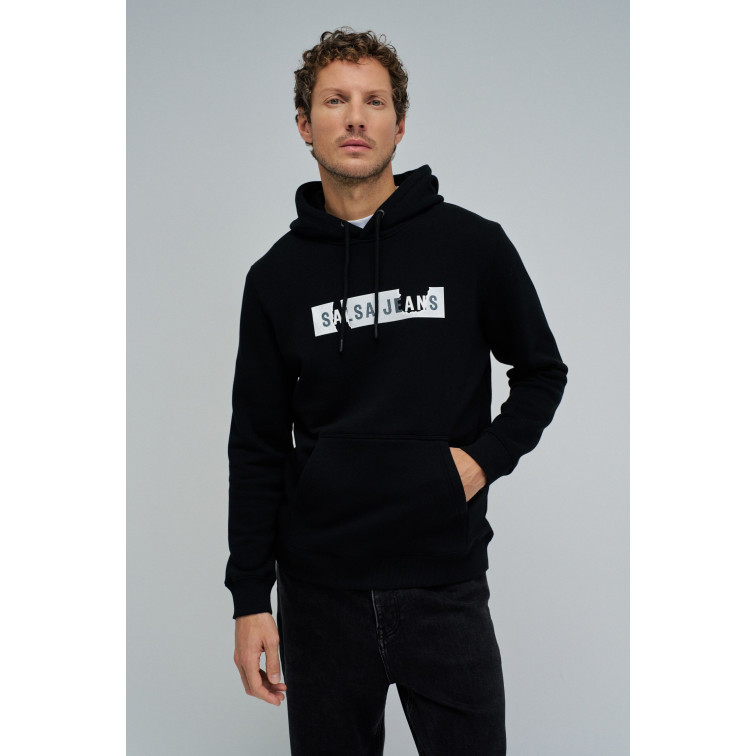 SUDADERA HOMBRE  SALSA JEANS FRENCH TERRY HOODIE BRANDING H