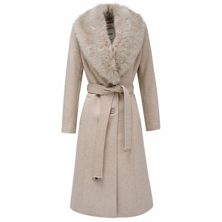 ABRIGO MUJER  SALSA JEANS LONG WOOL COAT W/ FAUX FUR AND
