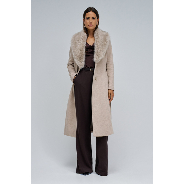 ABRIGO MUJER  SALSA JEANS LONG WOOL COAT W/ FAUX FUR AND